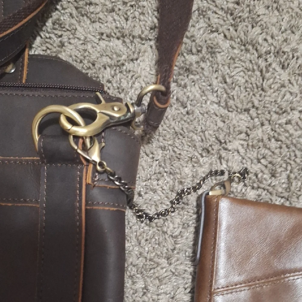 Humerpaul Leather Messenger/Belt Bag-Adjustable Removable Strap Chain Wallet